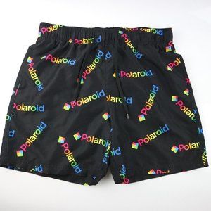 Polaroid Black Rainbow Spellout Print Swim Trunks Swimming Shorts Mens Large